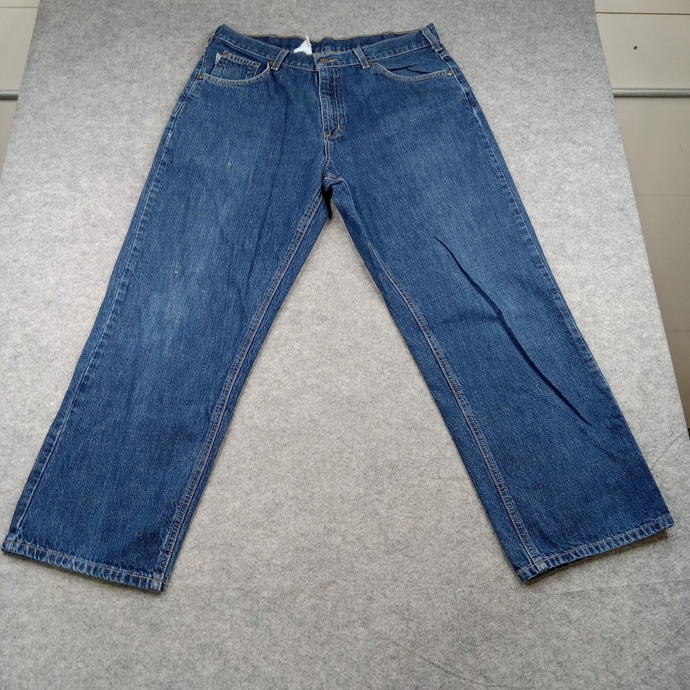 Carhartt Jeans‎ Mens 36x30 Blue Medium Wash Denim Relaxed Straight Leg Workwear